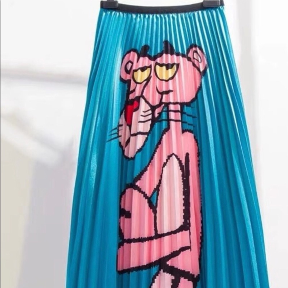 New! Pink Panther Pleated Skirt